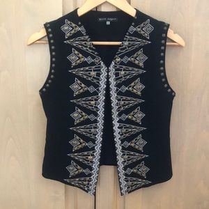 New vintage Nordstrom studded embroidered cropped military band waistcoat vest